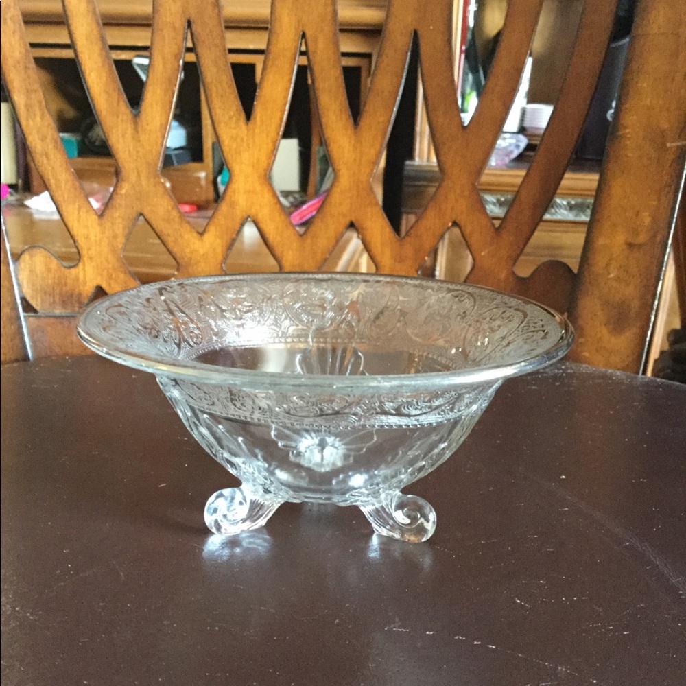 Antique Mid-Century 1950s footed Candy Glass Dish - Picture 5 of 8